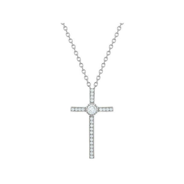 Delicate Clear Cubic Zirconia Sterling Silver Pendant .925,Genuine Small Cross